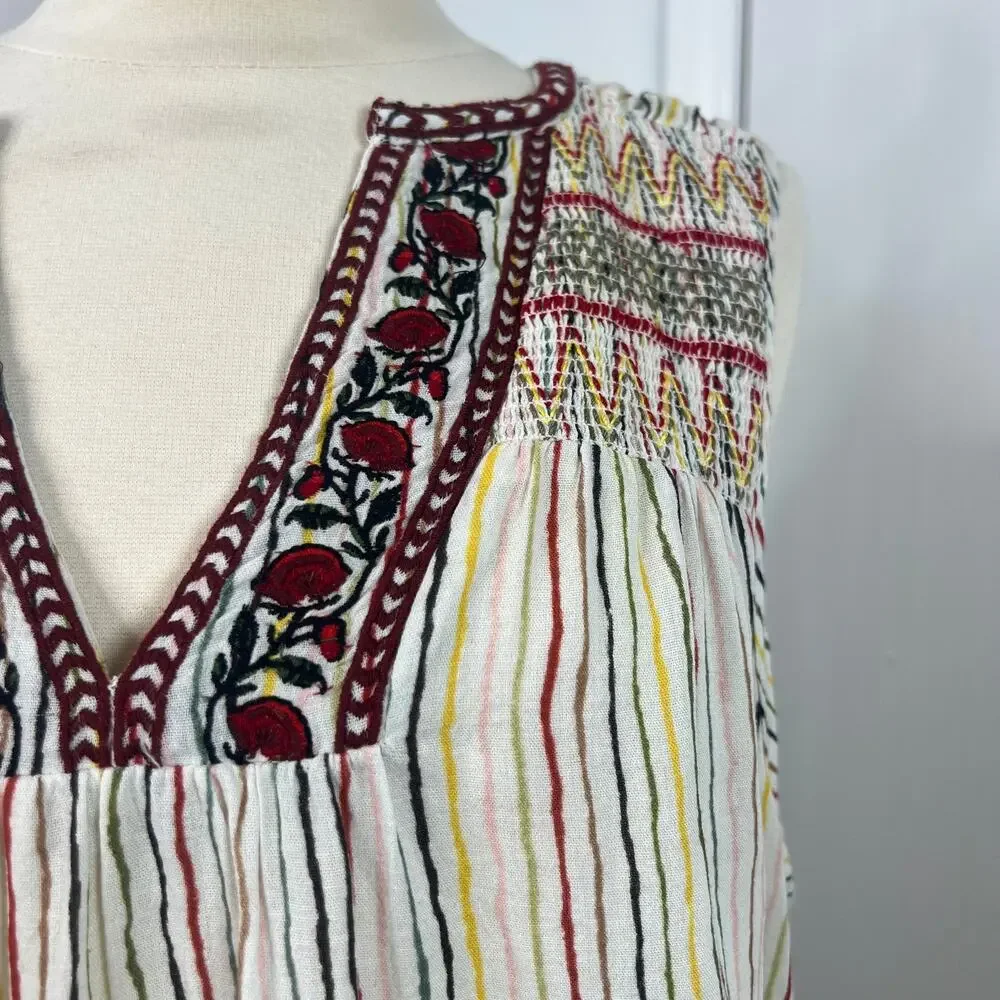 Sundance Women's Tunic Tank Top Rainbow Multicolor Floral Embroidered Size XL - Picture 6 of 16